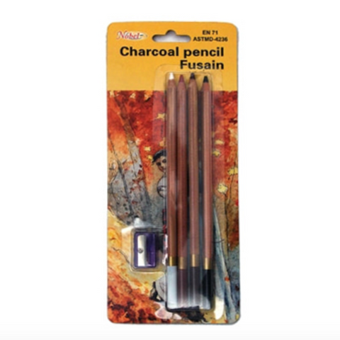 Nobel  Charcoal Pencils Set of 4 with Sharpener NB 705-S4