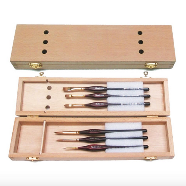 🇨🇦 Nobel Wooden, Hinged & Aerated  Brush Box with Brass Clasp