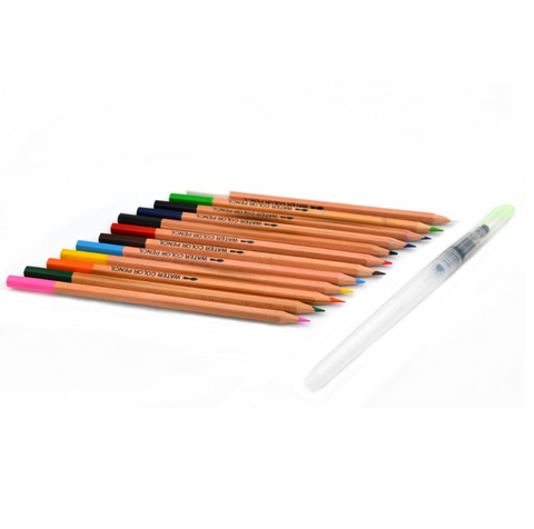🇨🇦 Nobel Watercolour Pencil Set with Clear Plastic Zipper Case & AquaBrush