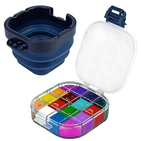Professional Art 16-well Airtight Palette Case & Cup for Gouache
