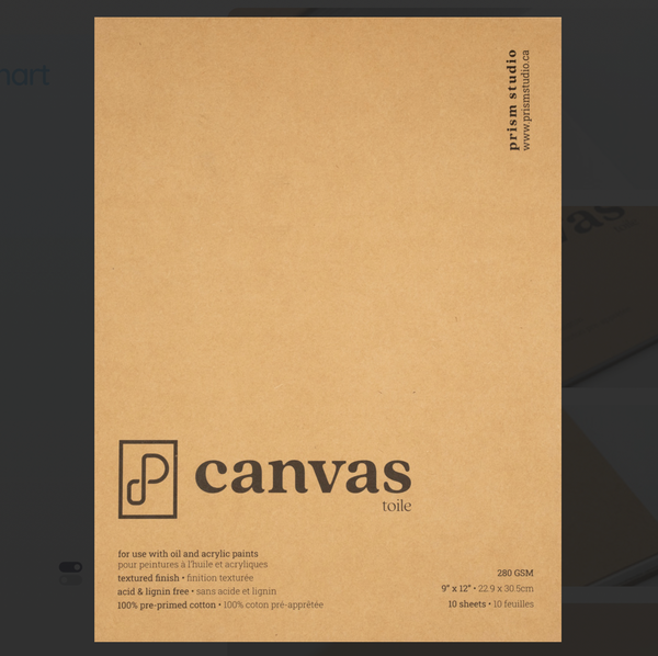 Prism Canvas Pad, 9" x 12" (100% Pre-primed Cotton)
